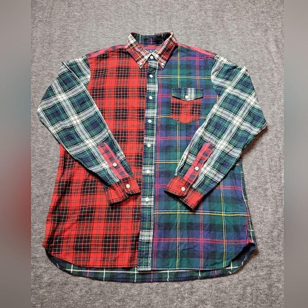 Polo Ralph Lauren Mens Size Medium Plaid Flannel patchwork shirt